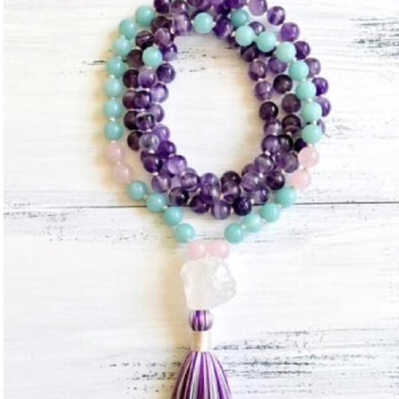 Amethyst, Aquamarine, Rose Quartz Reiki Necklace - Picture 2 of 6